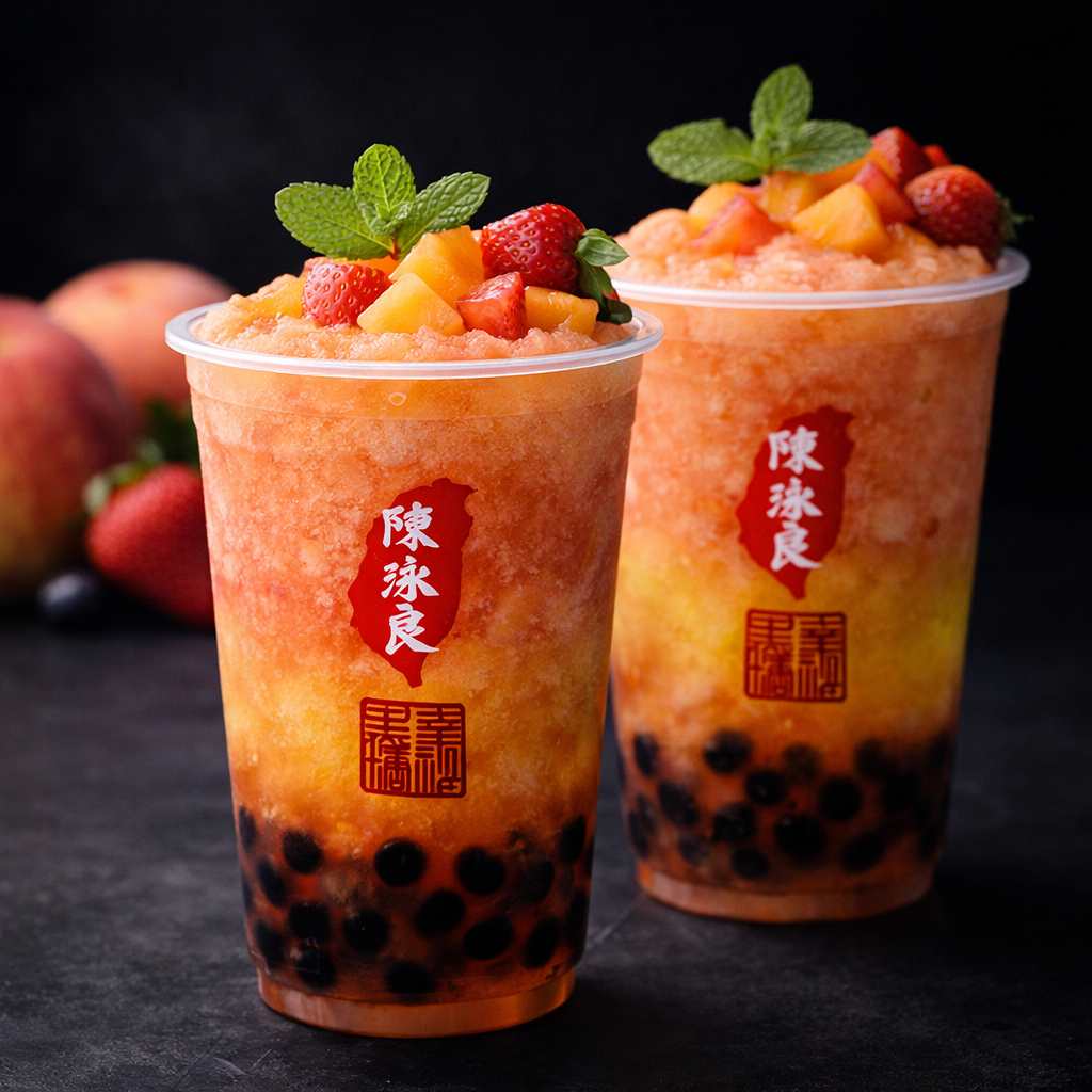 Peach Slushies With Mango Strawberry Tea Xing Fu Tang